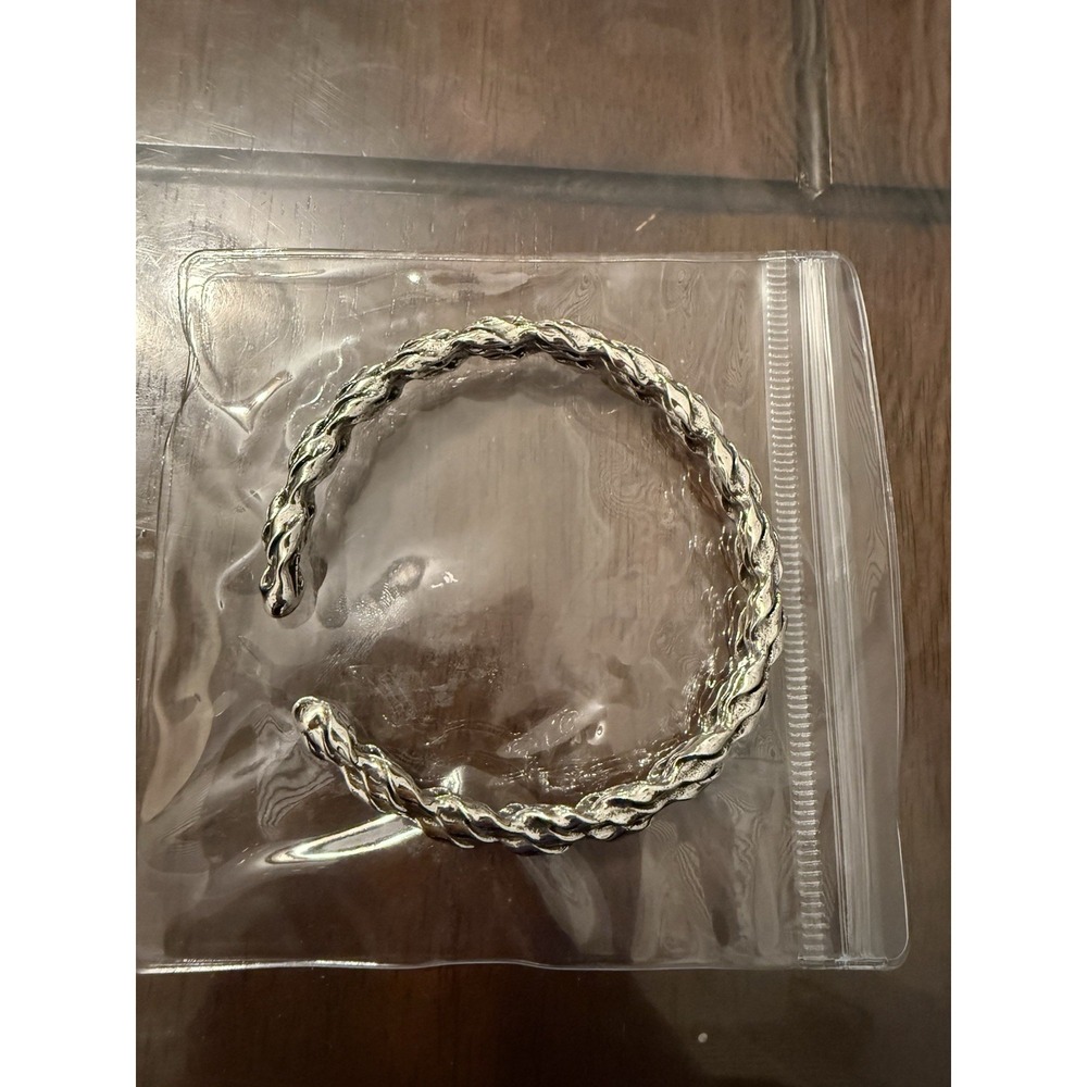 Kim Carrey Sterling Silver Bangle Cuff Bracelet Plain Ring - Open Box